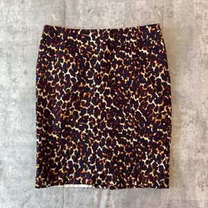 Leopard animal print pencil skirt business casual career wear midi womens 6